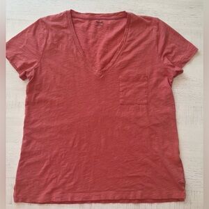 Madewell Short Sleeve V-Neck Tee - Coral